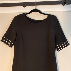 Karl Lagerfeld, Black Short Sleeve Dress, White Pearl Embellishment, Siz…